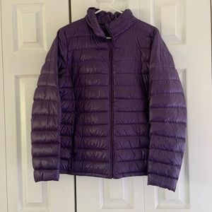 Large purple down coat